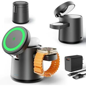 Multi-Device Wireless Charging Station - Black and Green
